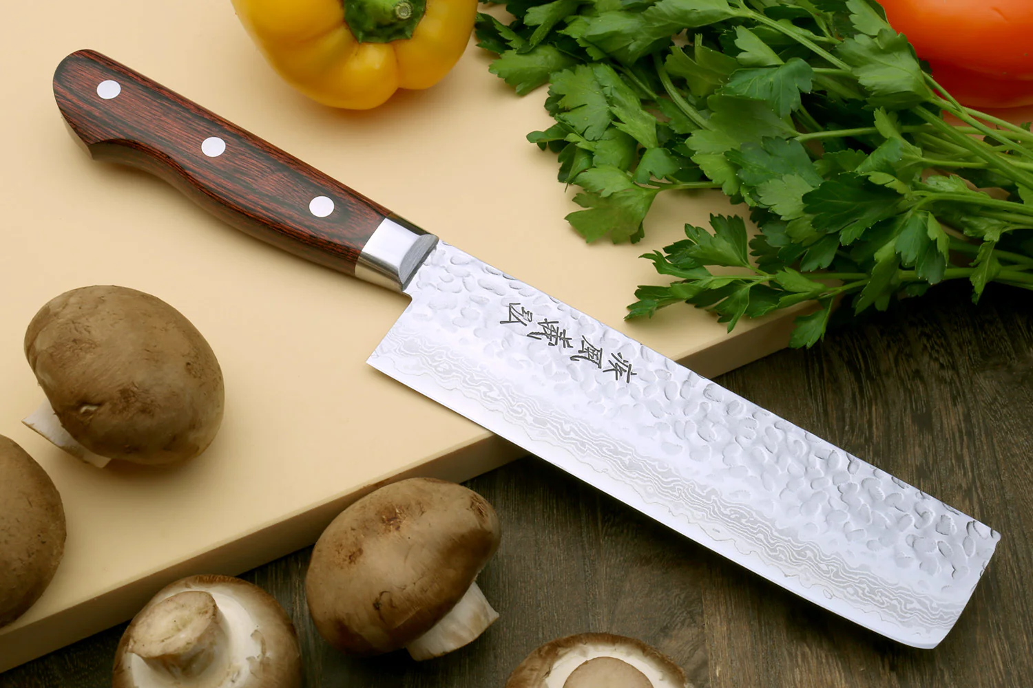 Yoshihiro VG-10 16 Layer Damascus Knife 6PC Set (2 Gyuto, Petty, Sujihiki, Santoku, Nakiri) - Image 5