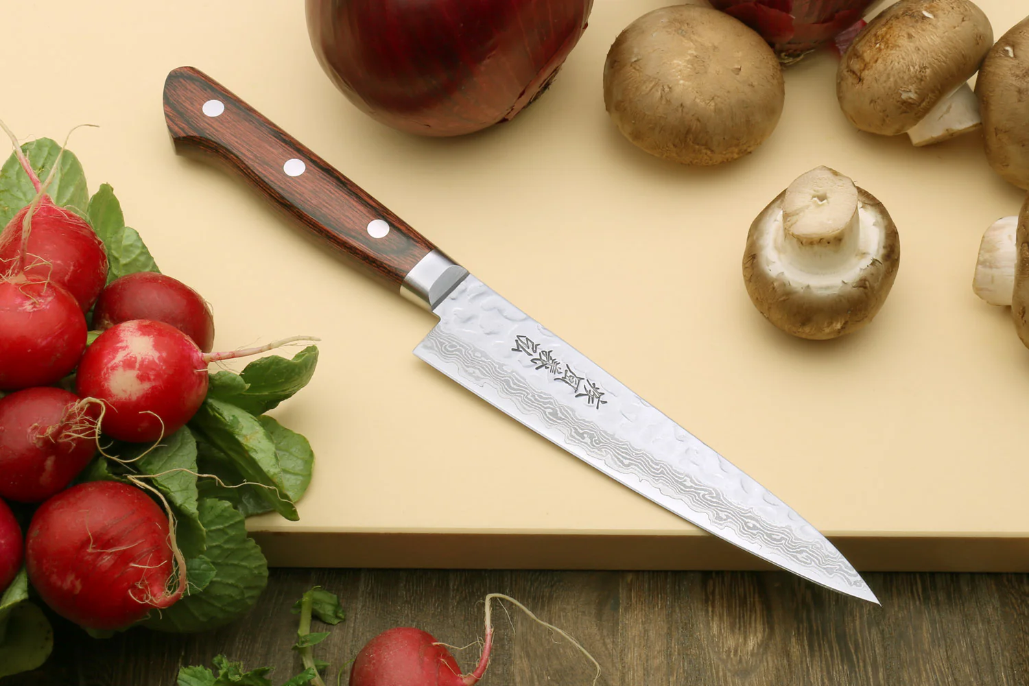 Yoshihiro VG-10 16 Layer Damascus Knife 6PC Set (2 Gyuto, Petty, Sujihiki, Santoku, Nakiri) - Image 7