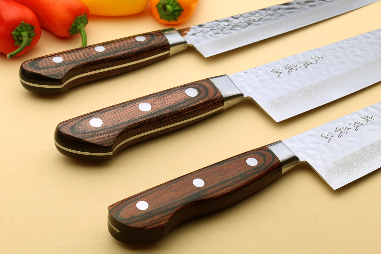 Yoshihiro VG-10 16 Layer Damascus Knife 6PC Set (2 Gyuto, Petty, Sujihiki, Santoku, Nakiri) - Image 8