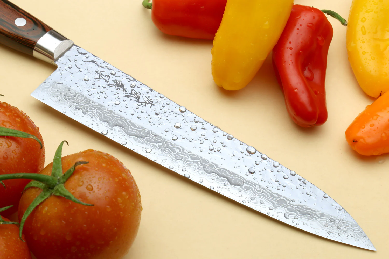 Yoshihiro VG-10 16 Layer Damascus Knife 6PC Set (2 Gyuto, Petty, Sujihiki, Santoku, Nakiri) - Image 9